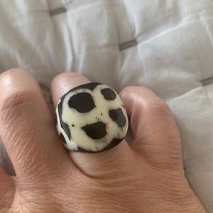 Animal print bone ring.
